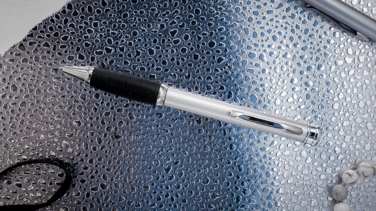 Executive Metal Ballpoint Pen, Silver & Black 2 Executive Metal Ballpoint Pen, Silver & Black - Image 2