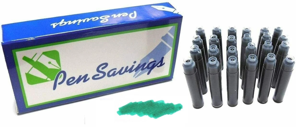24 Standard International Short Fountain Pen Ink Cartridges, Oceans Teal 1 24 Standard International Short Fountain Pen Ink Cartridges, Oceans Teal