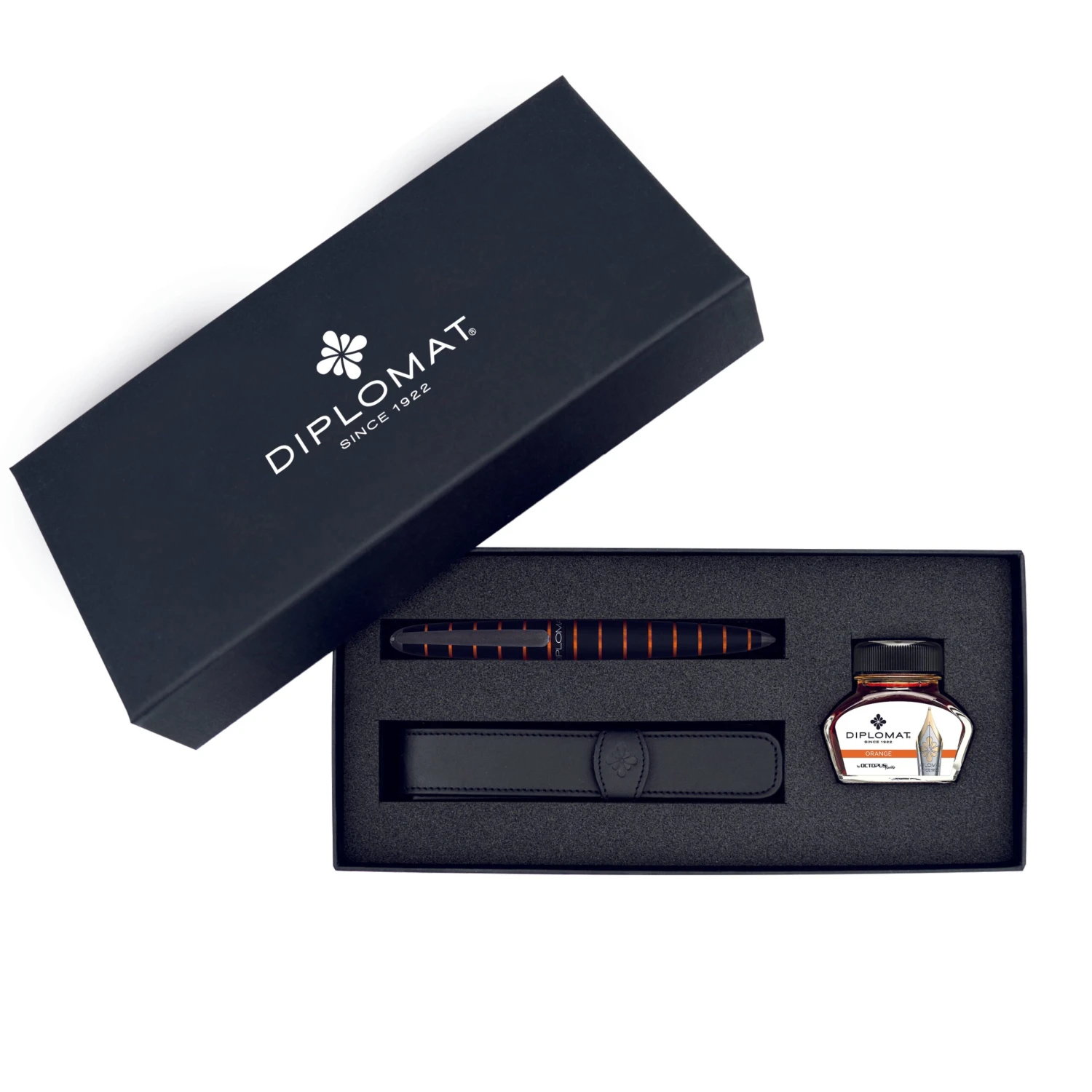 Diplomat Elox Fountain Pen Gift Set, Black & Orange 1 Diplomat Elox Fountain Pen Gift Set, Black & Orange