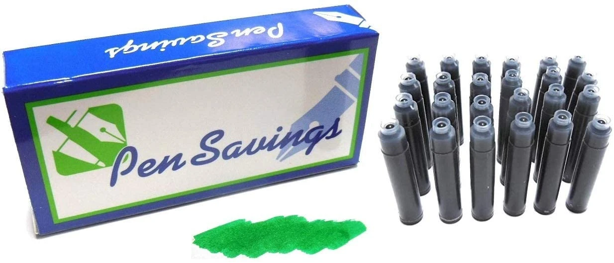 24 Standard International Short Fountain Pen Ink Cartridges, Irish Green 1 24 Standard International Short Fountain Pen Ink Cartridges, Irish Green