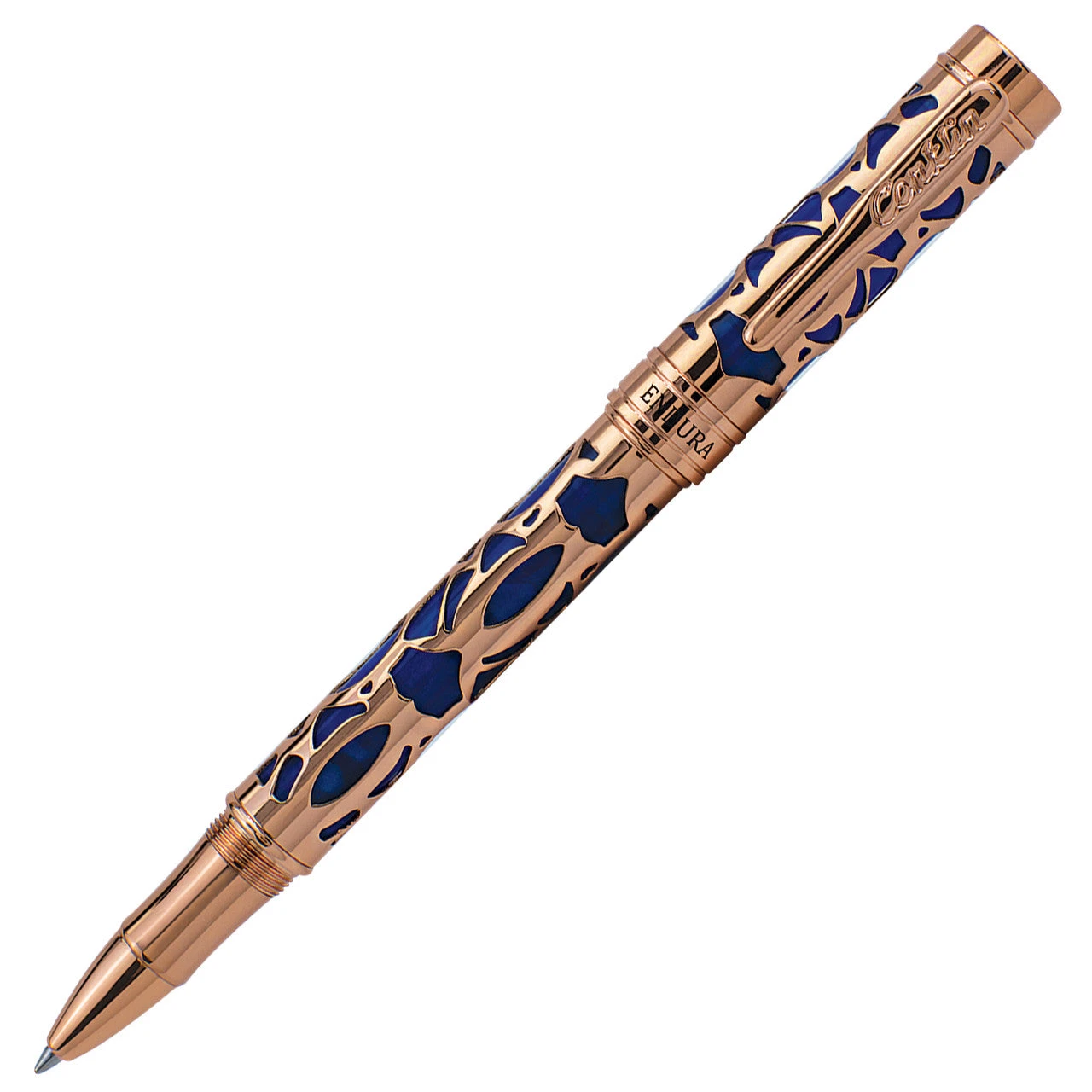 Conklin Endura Deco Crest Rollerball Pen, Blue & Rose Gold 1 Conklin Endura Deco Crest Rollerball Pen, Blue & Rose Gold