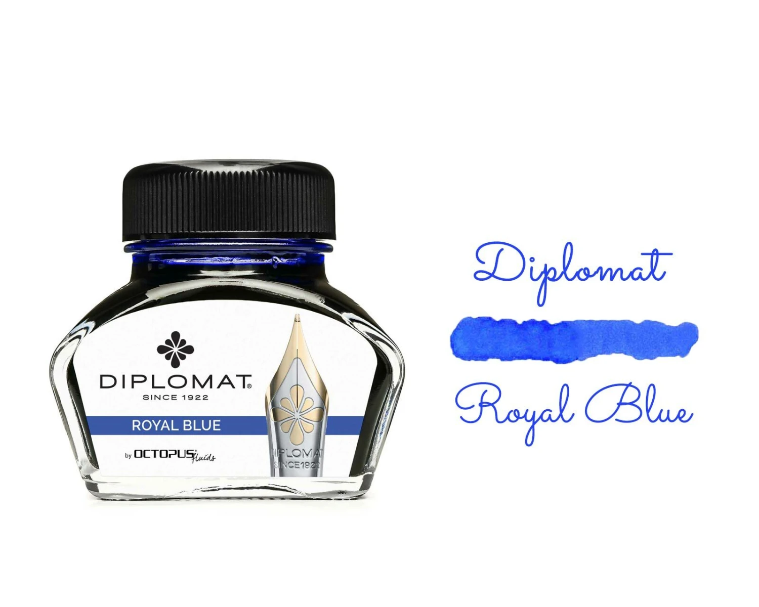 Diplomat Octopus Fountain Pen Ink Bottle, 30ml, Royal Blue 1 Diplomat Octopus Fountain Pen Ink Bottle, 30ml, Royal Blue