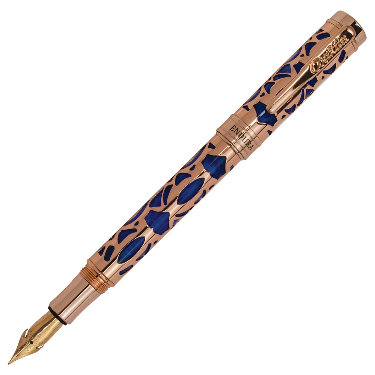 Conklin Endura Deco Crest Fountain Pen, Blue & Rose Gold 1 Conklin Endura Deco Crest Fountain Pen, Blue & Rose Gold