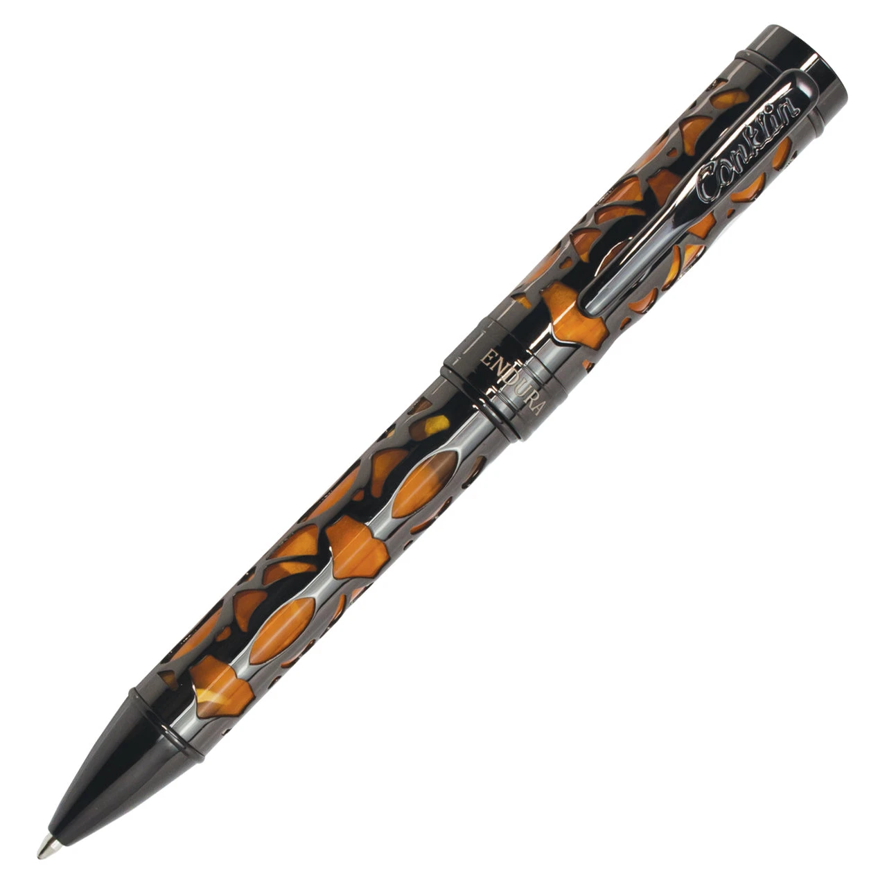 Conklin Endura Deco Crest Ballpoint Pen, Orange & Gunmetal 1 Conklin Endura Deco Crest Ballpoint Pen, Orange & Gunmetal