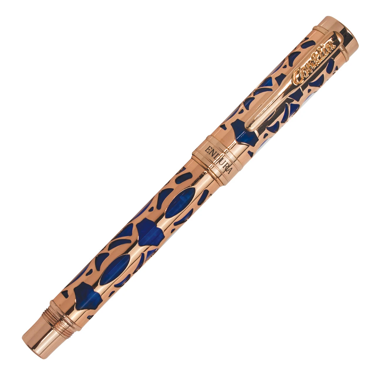 Conklin Endura Deco Crest Fountain Pen, Blue & Rose Gold 2 Conklin Endura Deco Crest Fountain Pen, Blue & Rose Gold - Image 2