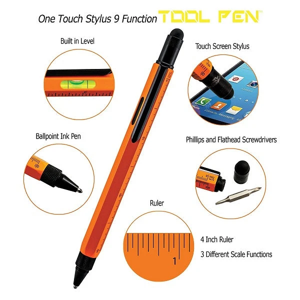 Monteverde 9 In 1 One Touch Tool Ballpoint Pen & Stylus, Orange 2 Monteverde 9 In 1 One Touch Tool Ballpoint Pen & Stylus, Orange - Image 2