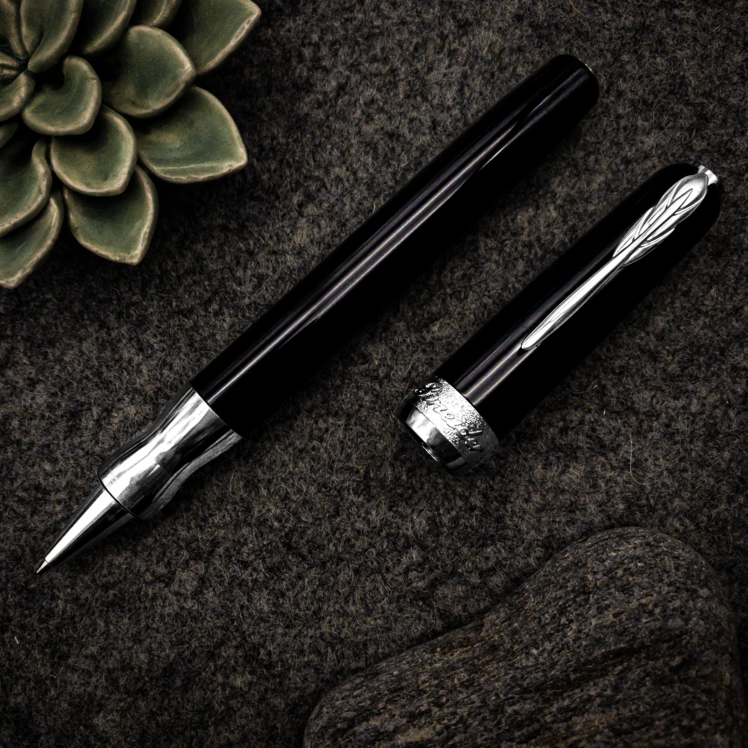 Pineider La Grande Bellezza Gemstone Rollerball Pen, Stone Black 1 Pineider La Grande Bellezza Gemstone Rollerball Pen, Stone Black