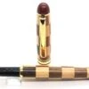Wood Fountain Pen, Checkered Pattern, Gold Trim, Medium Nib