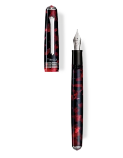 Tibaldi N60 Ruby Red Resin Fountain Pen, Palladium Trim, Double Broad Nib