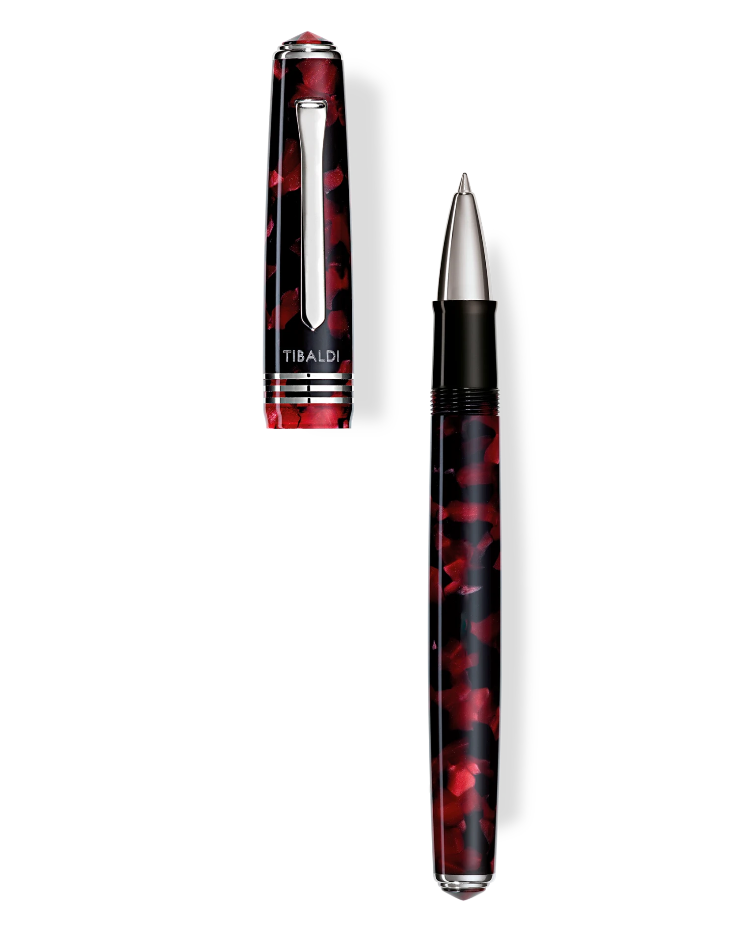 Tibaldi N60 Ruby Red Resin Rollerball Pen, Palladium Trim 1 Tibaldi N60 Ruby Red Resin Rollerball Pen, Palladium Trim