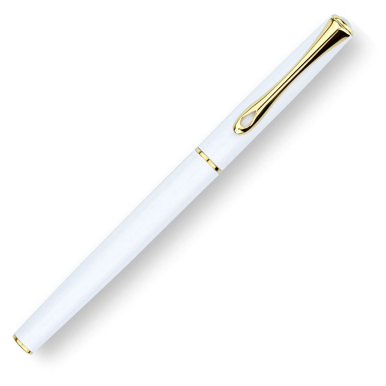 Diplomat Traveller Rollerball Pen, Snow White & Gold 2 Diplomat Traveller Rollerball Pen, Snow White & Gold - Image 2