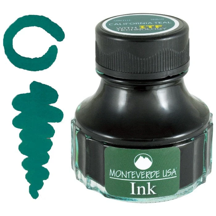 Monteverde 90ml Fountain Pen Ink Bottle, California Teal 1 Monteverde 90ml Fountain Pen Ink Bottle, California Teal