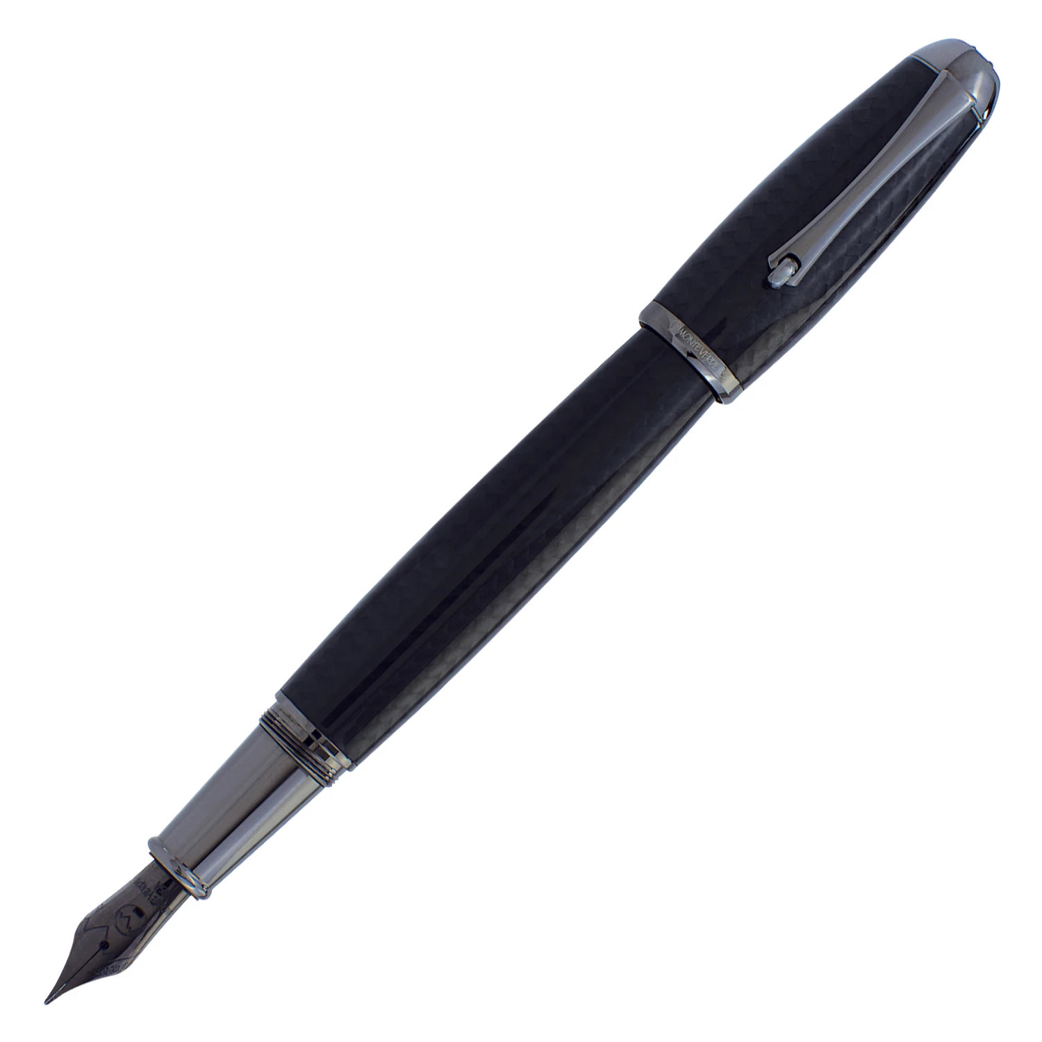 Monteverde Super Mega Carbon Fiber Fountain Pen, Gunmetal Trim 1 Monteverde Super Mega Carbon Fiber Fountain Pen, Gunmetal Trim