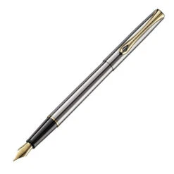 Diplomat Traveller Fountain Pen, Stainless Steel & Gold