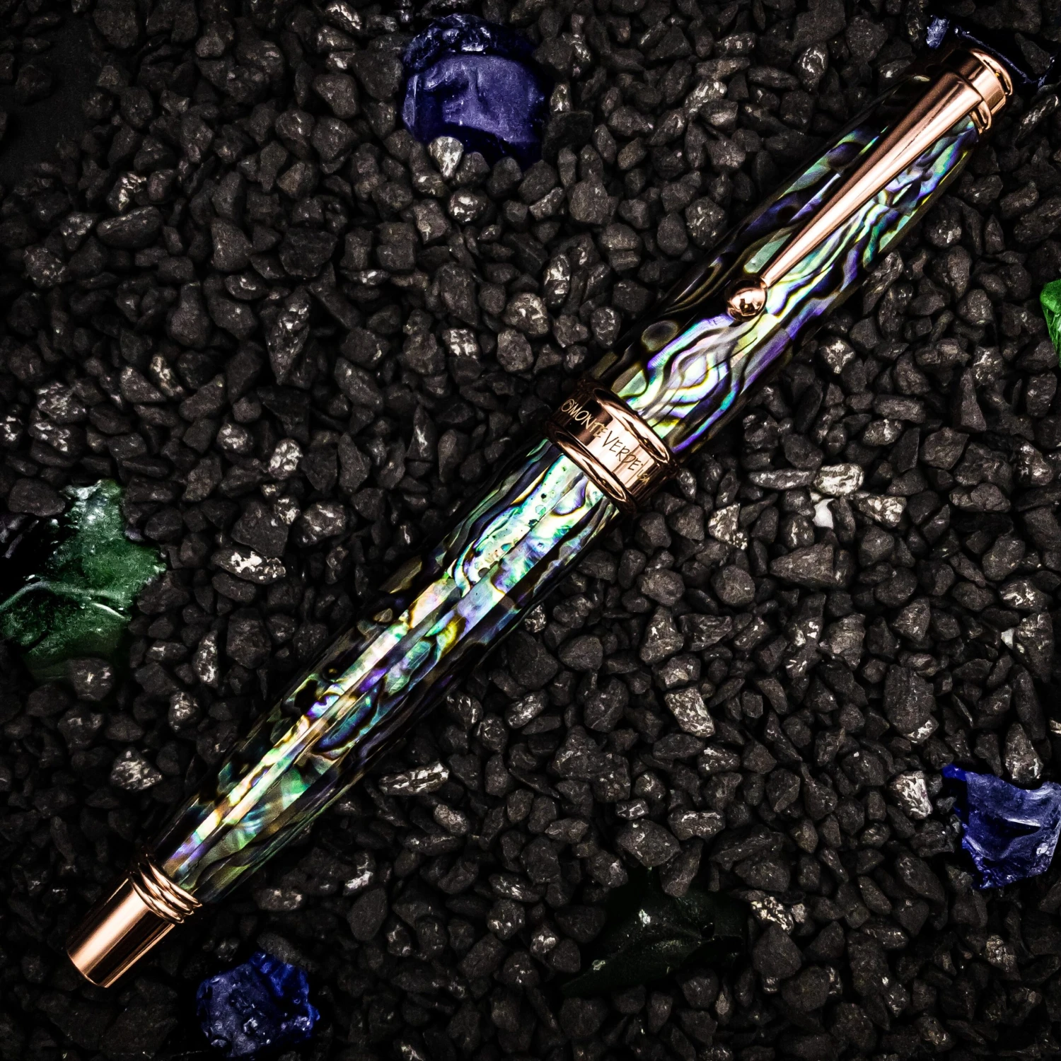 Monteverde Invincia Limited Edition Abalone Shell Rollerball Pen, Rose Gold Trim 2 Monteverde Invincia Limited Edition Abalone Shell Rollerball Pen, Rose Gold Trim - Image 2