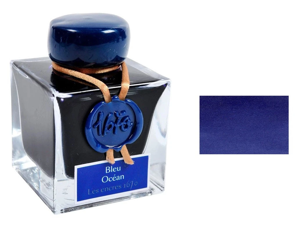 J Herbin 1670 Anniversary Fountain Pen Ink Bottle, Blue Ocean 1 J Herbin 1670 Anniversary Fountain Pen Ink Bottle, Blue Ocean
