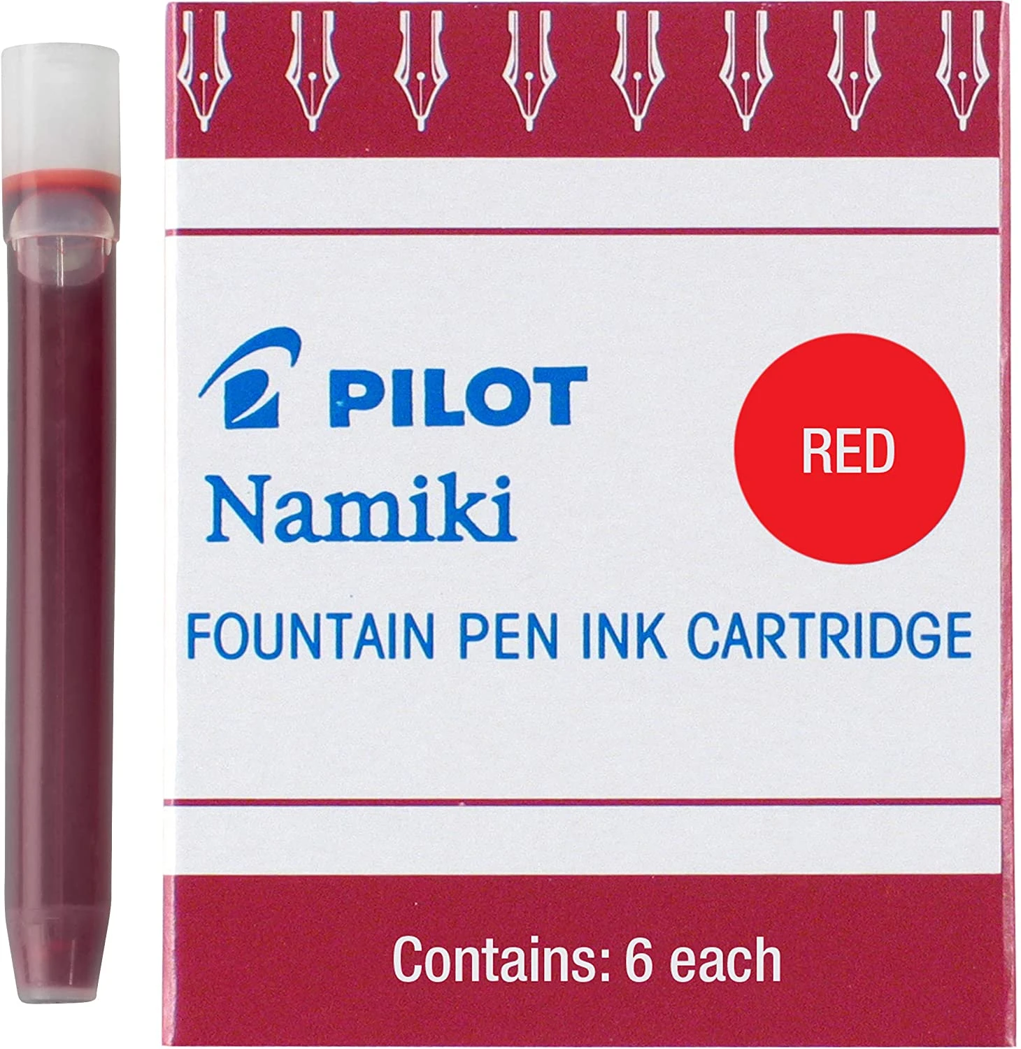 Pilot Namiki Fountain Pen Ink Cartridges, Red, 6pk 1 Pilot Namiki Fountain Pen Ink Cartridges, Red, 6pk