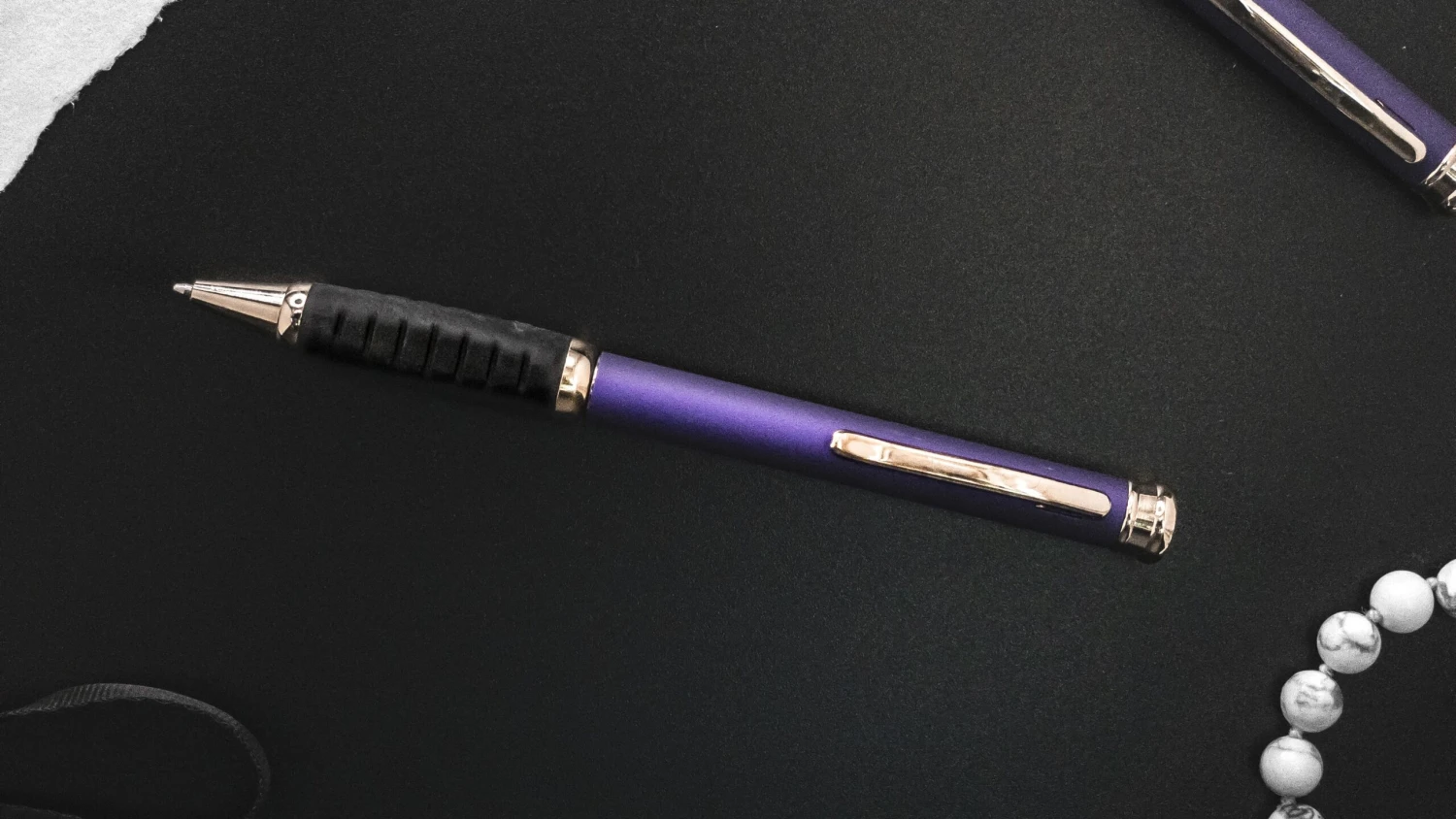 Executive Metal Ballpoint Pen, Purple & Gold 2 Executive Metal Ballpoint Pen, Purple & Gold - Image 2