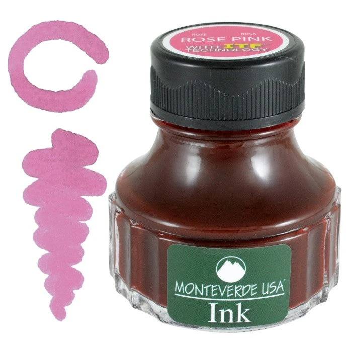 Monteverde 90ml Fountain Pen Ink Bottle, Rose Pink 1 Monteverde 90ml Fountain Pen Ink Bottle, Rose Pink